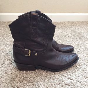 Franco Sarto dark brown pointed ankle booties